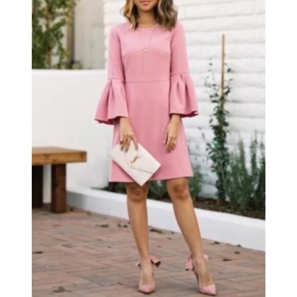 Ann Taylor Dress 18 Pink Washable Stretch Career Church 3/4 Long Sleeve NWT NEW - Picture 2 of 12